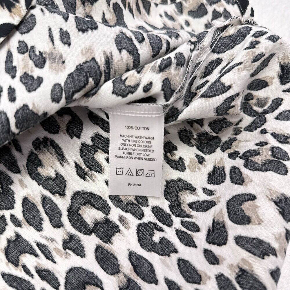 Foxcroft Top Womens Plus‎ Size 20 Shaped Leopard Print Button Front Wrinkle Free - Picture 6 of 9